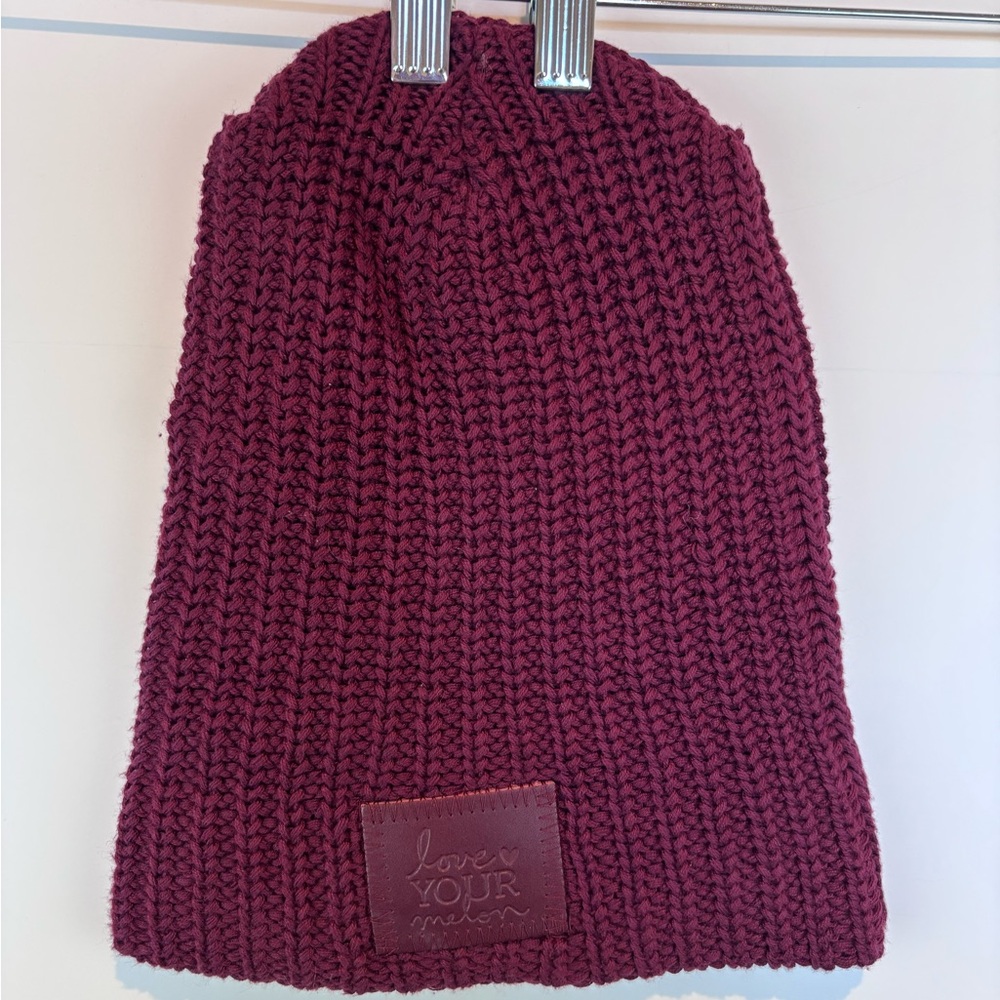 Love Your Melon Burgundy Knit Beanie Hat – One Size